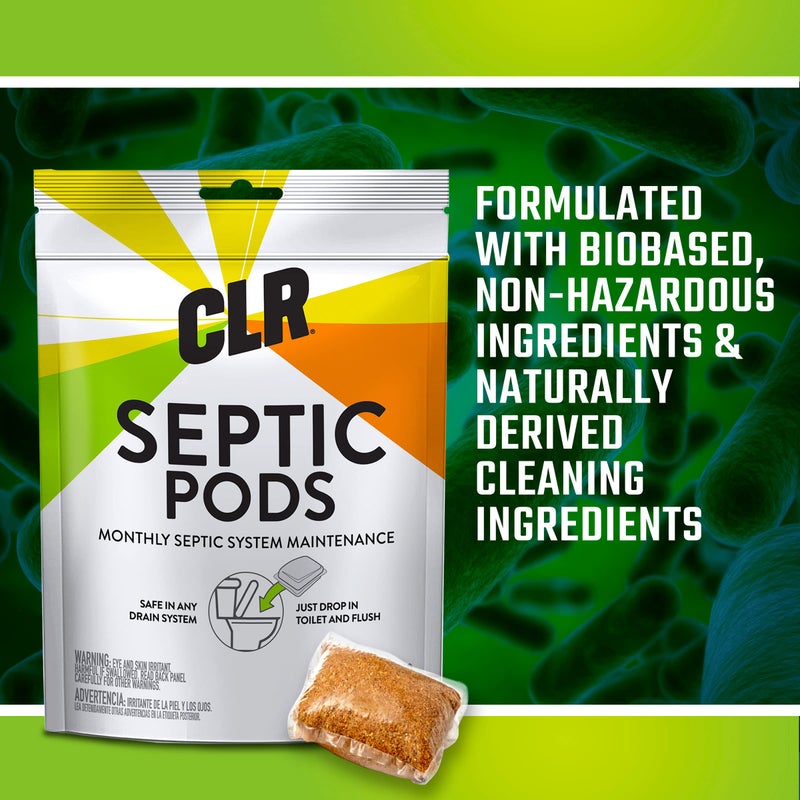 CLR Septic System Treatment Pods, Hassle-Free, Dissolvable and Easy to Flush, Formulated with Biobased Ingredients, Helps prevent Clogs and Build-up, 6 Month Supply - Image 2