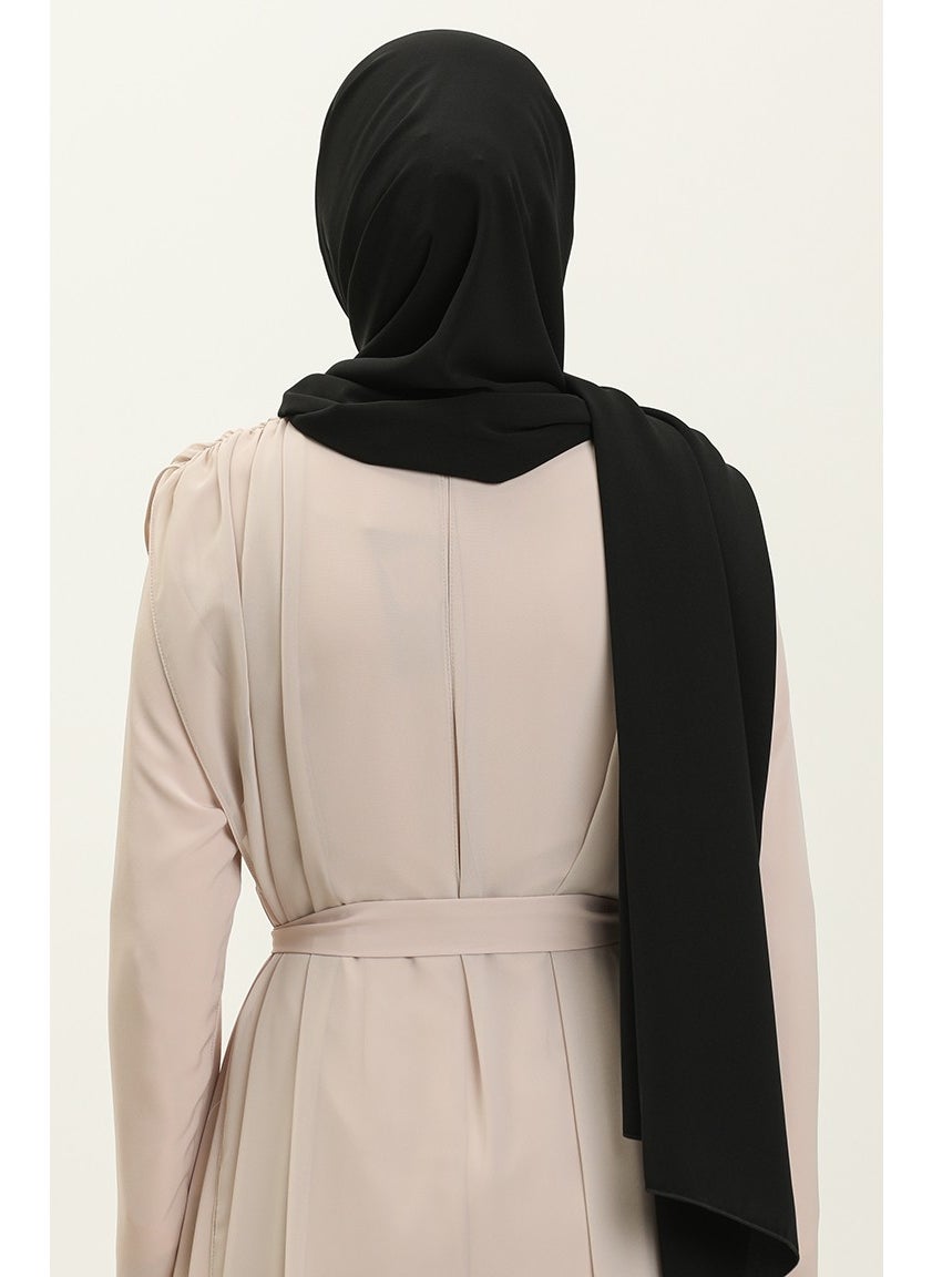 Sefa Merve Aymina Silk Cotton Shawl 8612-07 Black  - Image 3