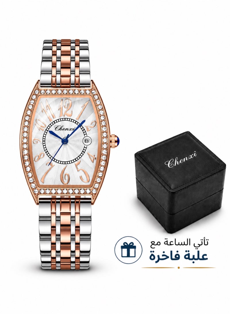 Chenxi Women’s Quartz Wrist Watch with Luxury Diamond-Studded Design, Water Resistant, Scratch-Resistant Glass, Stainless Steel Strap with Elegant Box - Image 1