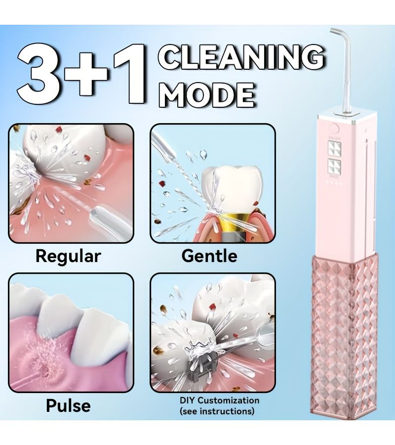 Red Portable Water Flosser Cordless Oral Irrigator Rechargeable Travel Teeth Cleaner With Telescopic Water Tank IPX7 For Braces And Dental Care - Image 2
