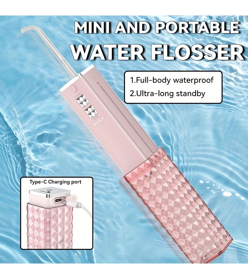 Red Portable Water Flosser Cordless Oral Irrigator Rechargeable Travel Teeth Cleaner With Telescopic Water Tank IPX7 For Braces And Dental Care - Image 1
