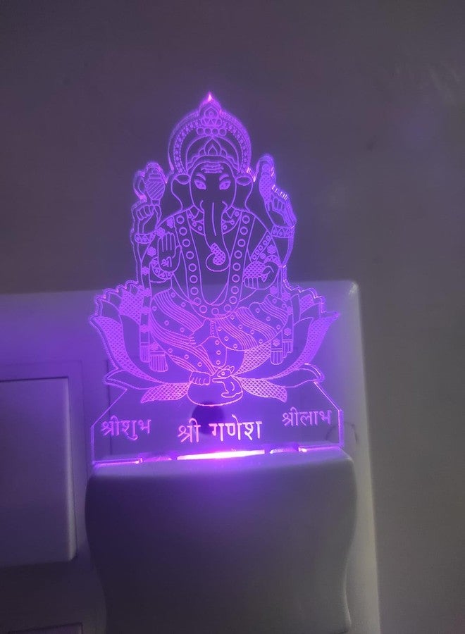 UNJIYA 3D Ganesh Ji Acrylic Night Lamp with 7 Color Changing Light (Size 3 Inch) - Image 4