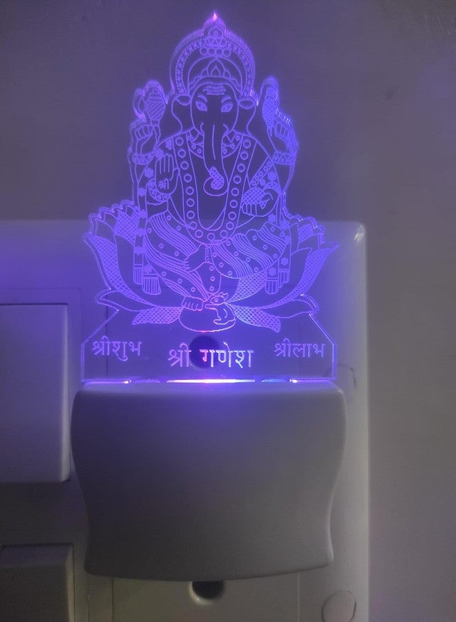 UNJIYA 3D Ganesh Ji Acrylic Night Lamp with 7 Color Changing Light (Size 3 Inch) - Image 5