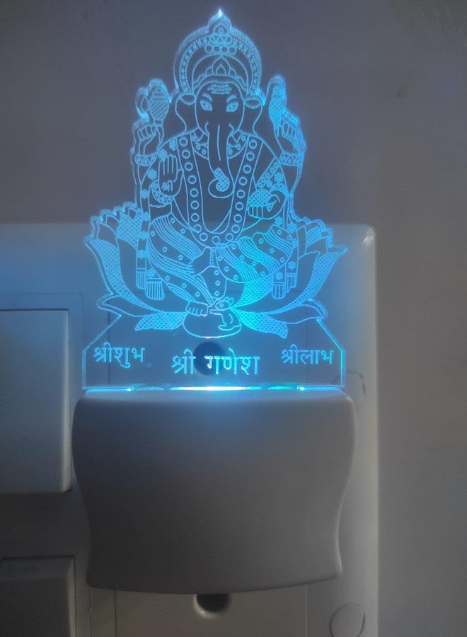 UNJIYA 3D Ganesh Ji Acrylic Night Lamp with 7 Color Changing Light (Size 3 Inch) - Image 3