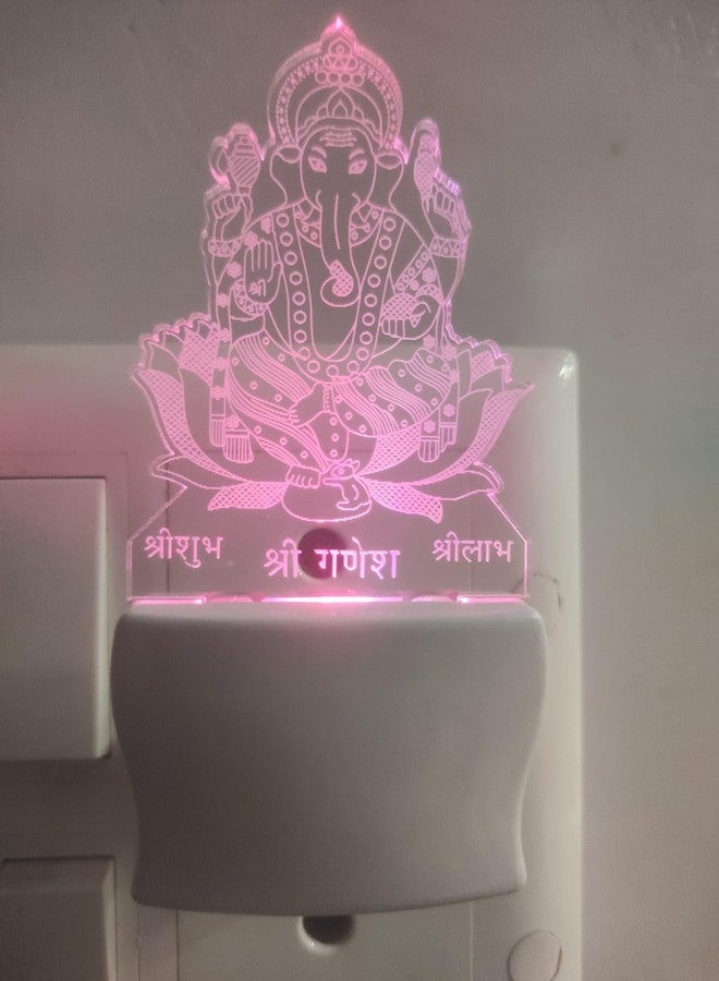 UNJIYA 3D Ganesh Ji Acrylic Night Lamp with 7 Color Changing Light (Size 3 Inch) - Image 2