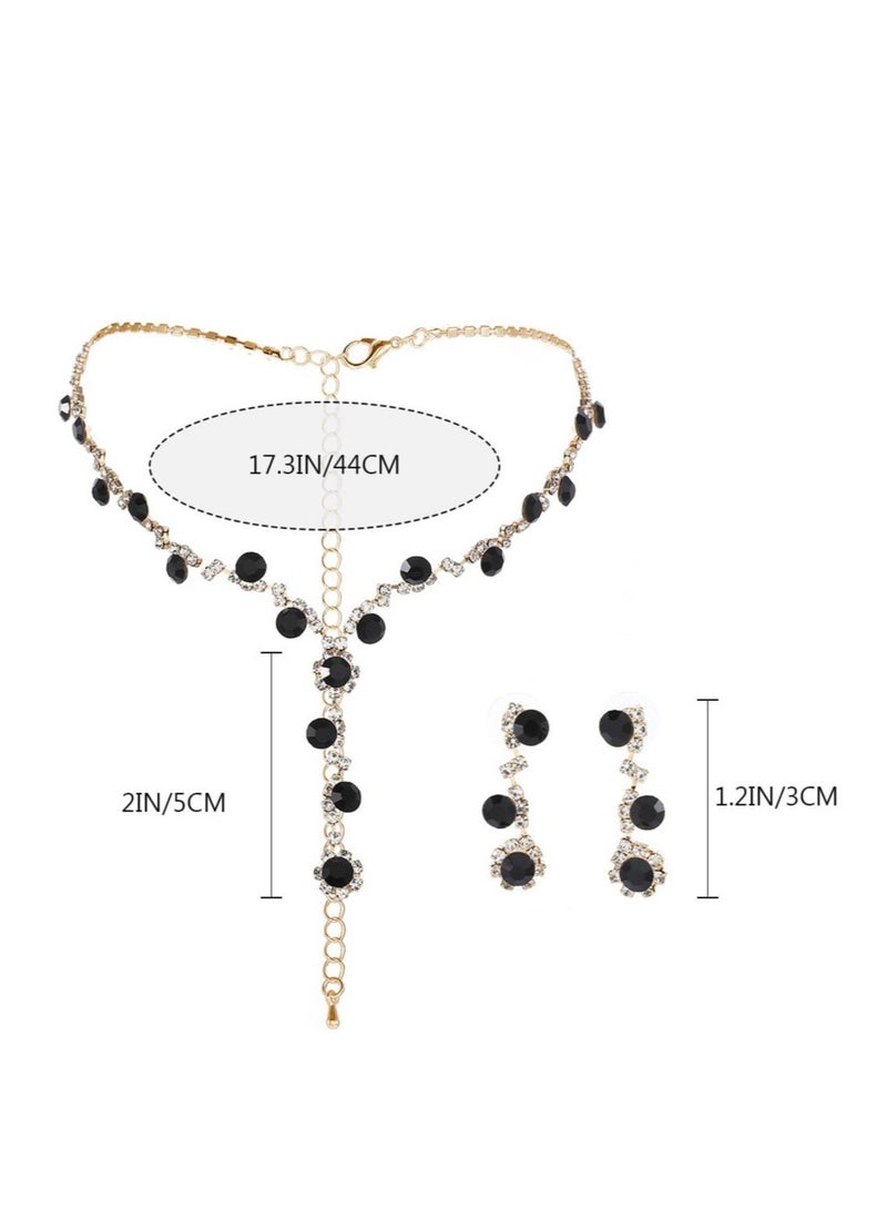 Excefore Bride Wedding Jewelry Sets, Crystal Bridal Necklace Bracelet Earrings Set, Prom Costume Jewelry Set, for Women and Girls Bride Wedding Hair Accessories (3 Pcs) - Image 5