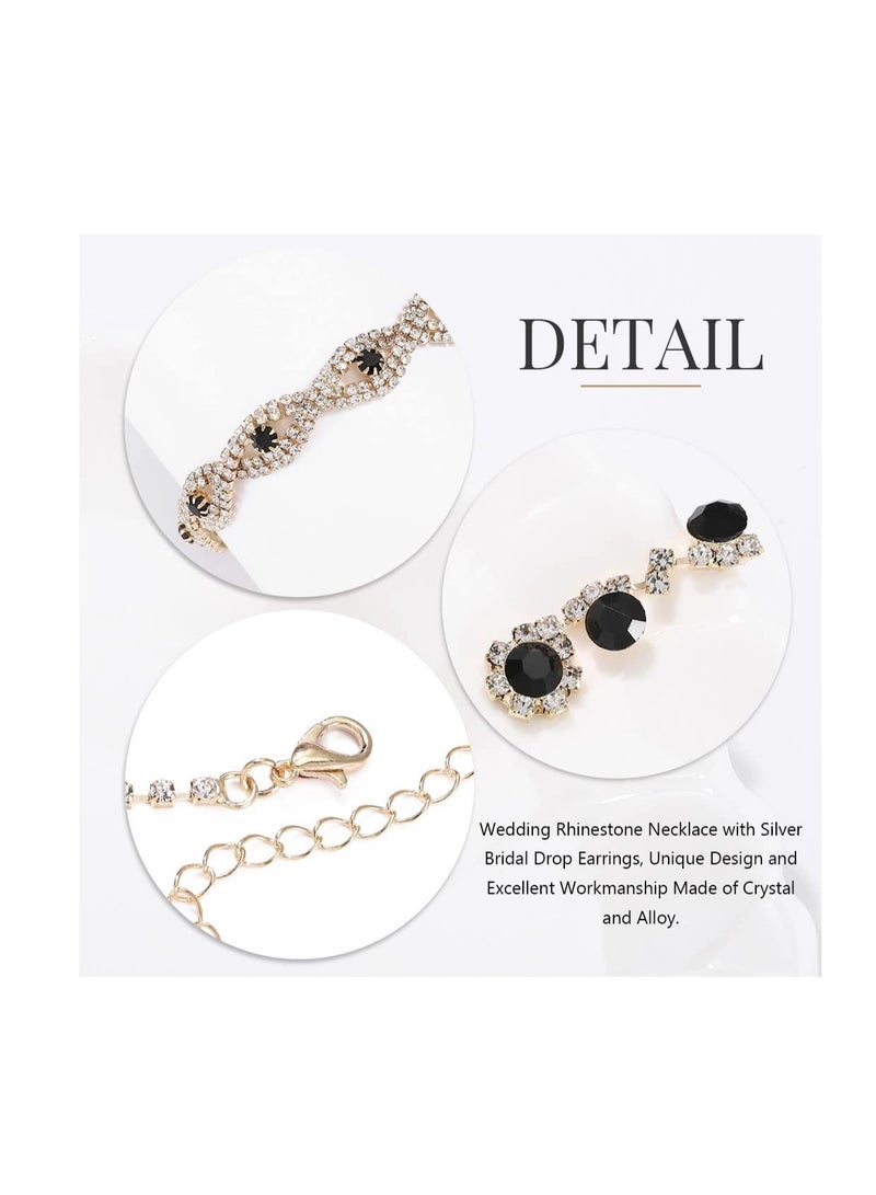 Excefore Bride Wedding Jewelry Sets, Crystal Bridal Necklace Bracelet Earrings Set, Prom Costume Jewelry Set, for Women and Girls Bride Wedding Hair Accessories (3 Pcs) - Image 4