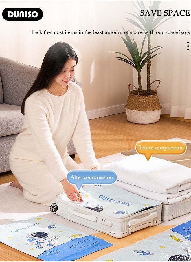 DUNISO Combo Vacuum Storage Bag with Electric Pump, 4 Pack(1Jumbo + 1 Large + 1Medium + 1 Small) of Reusable Compression Bags, Double Zip Seal Special-Grip Clip,Travel Vacuum Sealer Bags, Rapid Vacuum for Clothes, Mattress, Blanket, Pillows Compression and Travelling  - Image 5