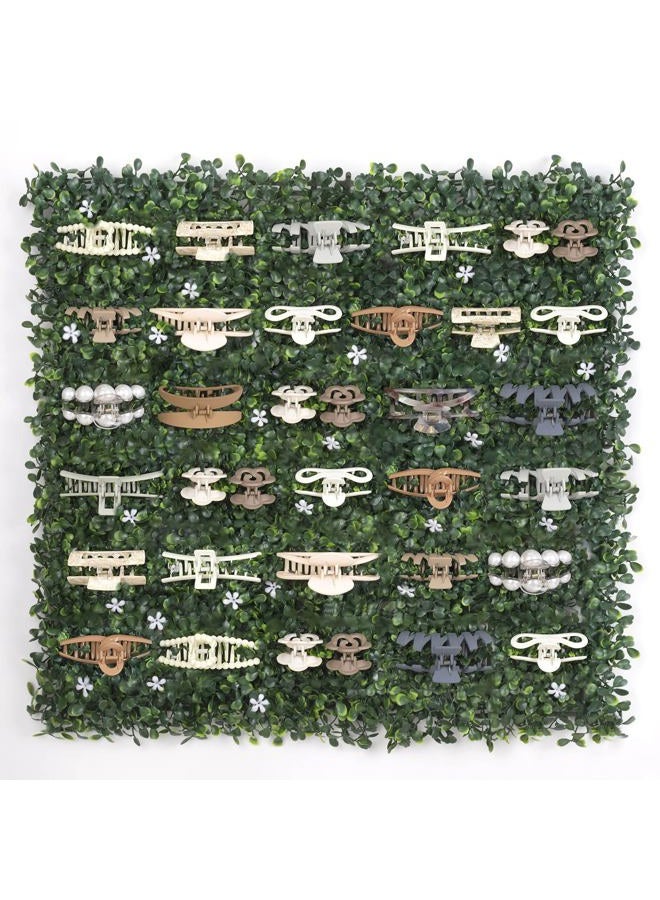 SNOWSTAR Green Grass Claw Clip Organizer Holder,Claw Clip Holder and Storage Decoration,20*20 inch Hair Clip Organizer Grass Greenery Stand for Women and Girl,Hair Clips Decor Display for Wall Green - Image 1