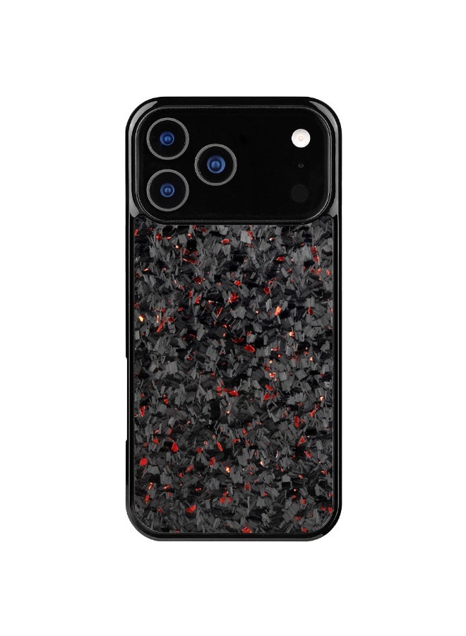 SOLARAE iPhone 17 Pro Max Case Carbon Fiber Black with Red Crystal Shimmer – Shockproof Slim Fit Protective Cover, Anti-Scratch, Stylish Glossy Finish - Image 1