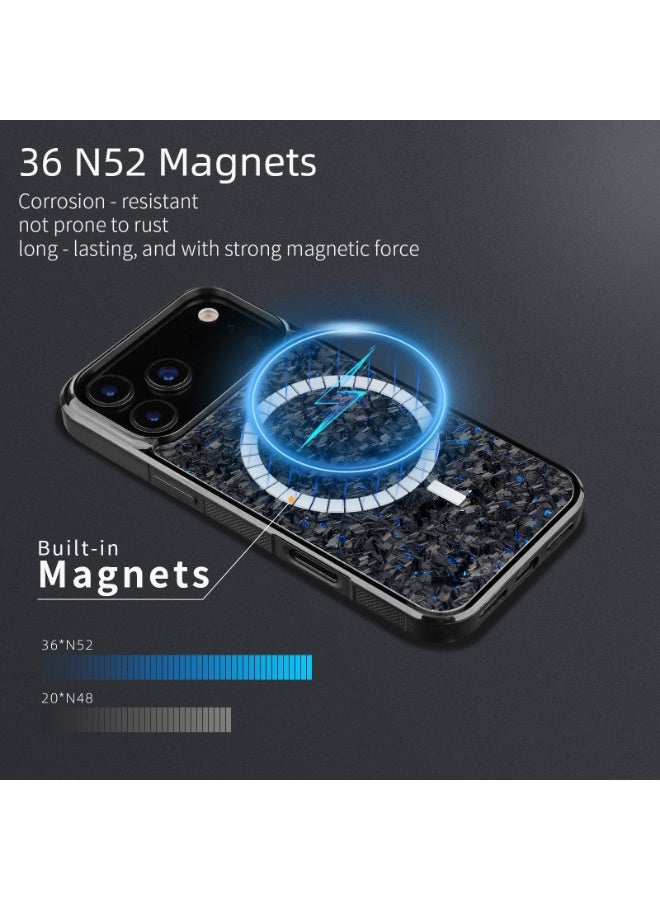 SOLARAE iPhone 17 Pro Max Case Carbon Fiber Black with Red Crystal Shimmer – Shockproof Slim Fit Protective Cover, Anti-Scratch, Stylish Glossy Finish - Image 4