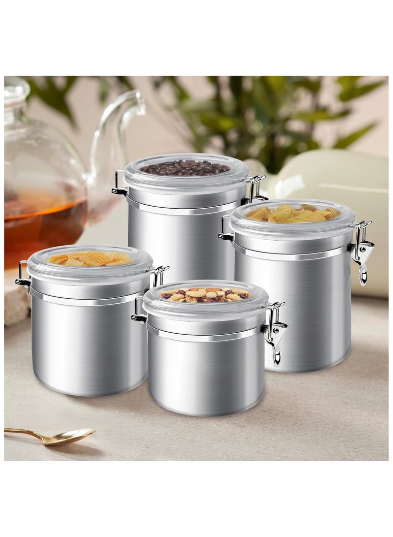ENLOY 4-Piece Stainless Steel Airtight Food Storage Canister Set with Clear Lid, Canister Sets for Kitchen Counter for Sugar, Flour, Tea, Candy, Cookie,... - Image 4