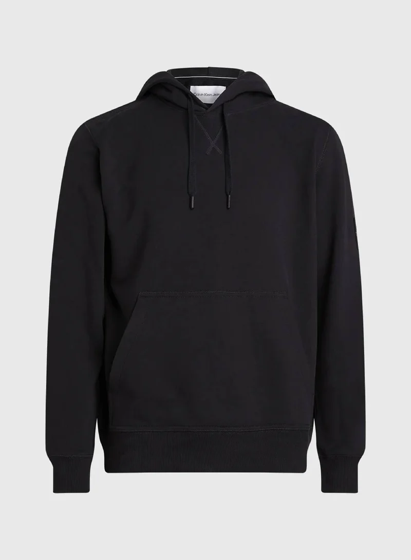 Calvin Klein Jeans Ck Black Cotton Badge Hoodie for Men | Best Price UAE