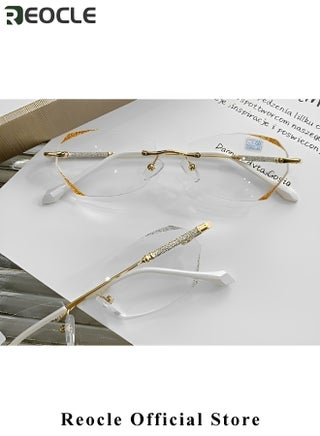 Women's Rimless Reading Glasses Frameless Metal Fashion Diamond Cut Edge Blue Light Computer Readers with Anti Eyestrain - view 4