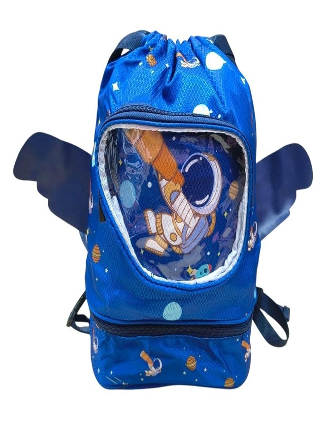 ONOTIC Swimming Bag for Kids Separate Wet Cloth Pouch Front Zipper for Swimming Goggle Beach Bag for Girls Boys Swimming Backpack (Dark Blue Space) - Image 1