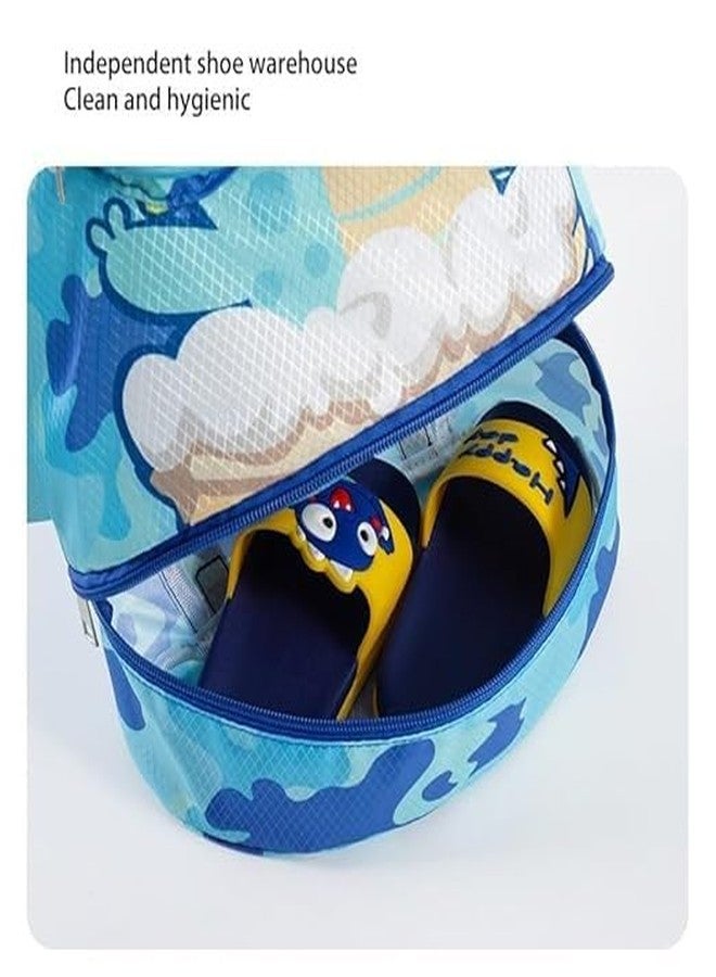 ONOTIC Swimming Bag for Kids Separate Wet Cloth Pouch Front Zipper for Swimming Goggle Beach Bag for Girls Boys Swimming Backpack (Dark Blue Space) - Image 2