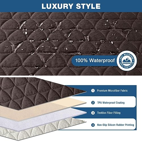 TAOCOCO 100% Waterproof Recliner Cover - Recliner Cover with Non-Slip Granule, Recliner Chair Covers with Elastic Band, Recliner Chair Covers for Reclining Chair(Chocolate, Oversized-30'') - Image 2