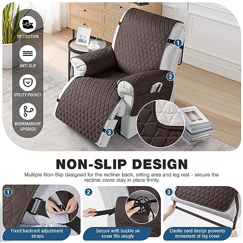 TAOCOCO 100% Waterproof Recliner Cover - Recliner Cover with Non-Slip Granule, Recliner Chair Covers with Elastic Band, Recliner Chair Covers for Reclining Chair(Chocolate, Oversized-30'') - Image 3