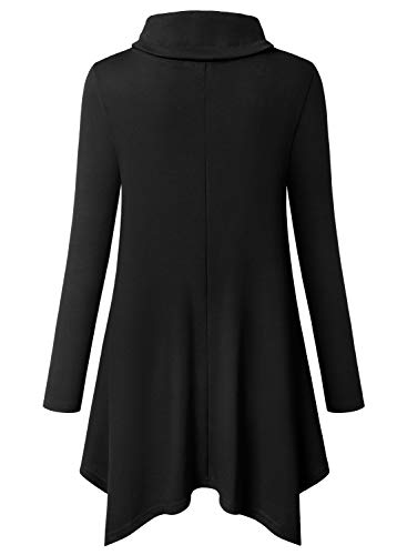 Bulotus Women's Turtleneck Long Sleeve Stylish Tunic Top for Jeans,Black,Small - Image 3