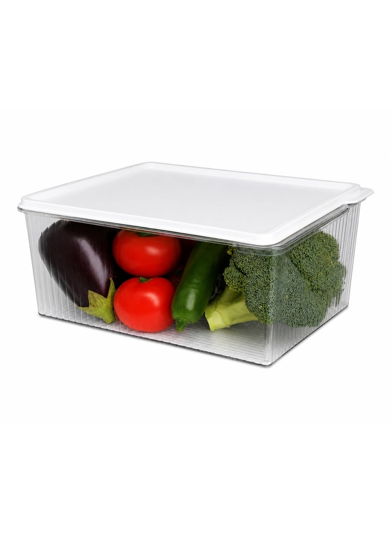 Toshionics 6.4L Refrigerator Storage Box T114626 – Large PET Fridge Organizer with Lid | Multi-Purpose Food Container for Fruits, Vegetables, Pantry, Freezer | BPA-Free, Durable, Clear Plastic Storage Bin (29×21×10.5 cm) - Image 1