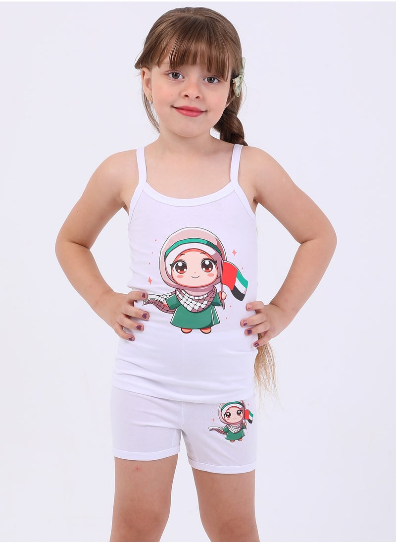 ويرجوي طقم ملابس داخلية مطبوع بحمالات رفيعة للبنات  - Image 2