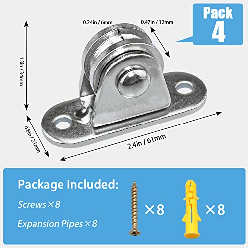 MACGQ Small Pulley Block Silent Pulley Wheel Heavy Duty Fixed Pullies Loading 176 lb for Cord Material Handling Moving and DIY Project Wall Ceiling Mount Pulleys (4 Pack) - Image 2