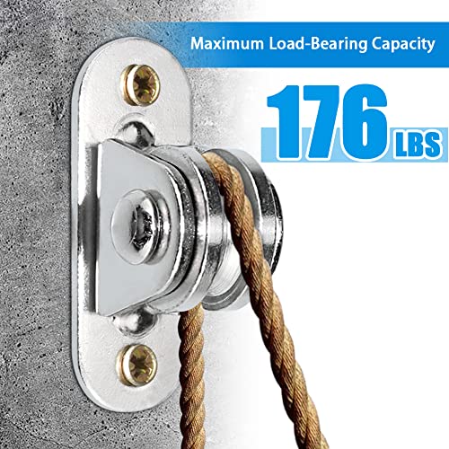 MACGQ Small Pulley Block Silent Pulley Wheel Heavy Duty Fixed Pullies Loading 176 lb for Cord Material Handling Moving and DIY Project Wall Ceiling Mount Pulleys (4 Pack) - Image 5