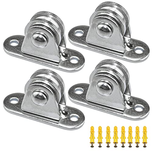 MACGQ Small Pulley Block Silent Pulley Wheel Heavy Duty Fixed Pullies Loading 176 lb for Cord Material Handling Moving and DIY Project Wall Ceiling Mount Pulleys (4 Pack) - Image 1