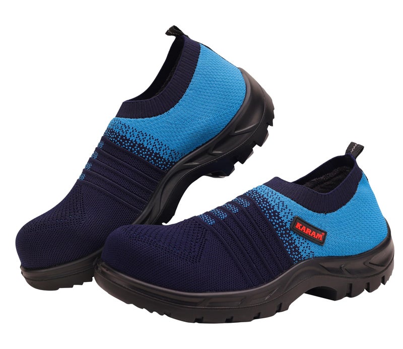 KARAM Flytex FS203 Safety Shoes for Men | Sporty Design, Lightweight with Single Density | Antistatic, Antislip, Oil & Heat Resistant with Fiber Toe | Blue | Size-09 - Image 1