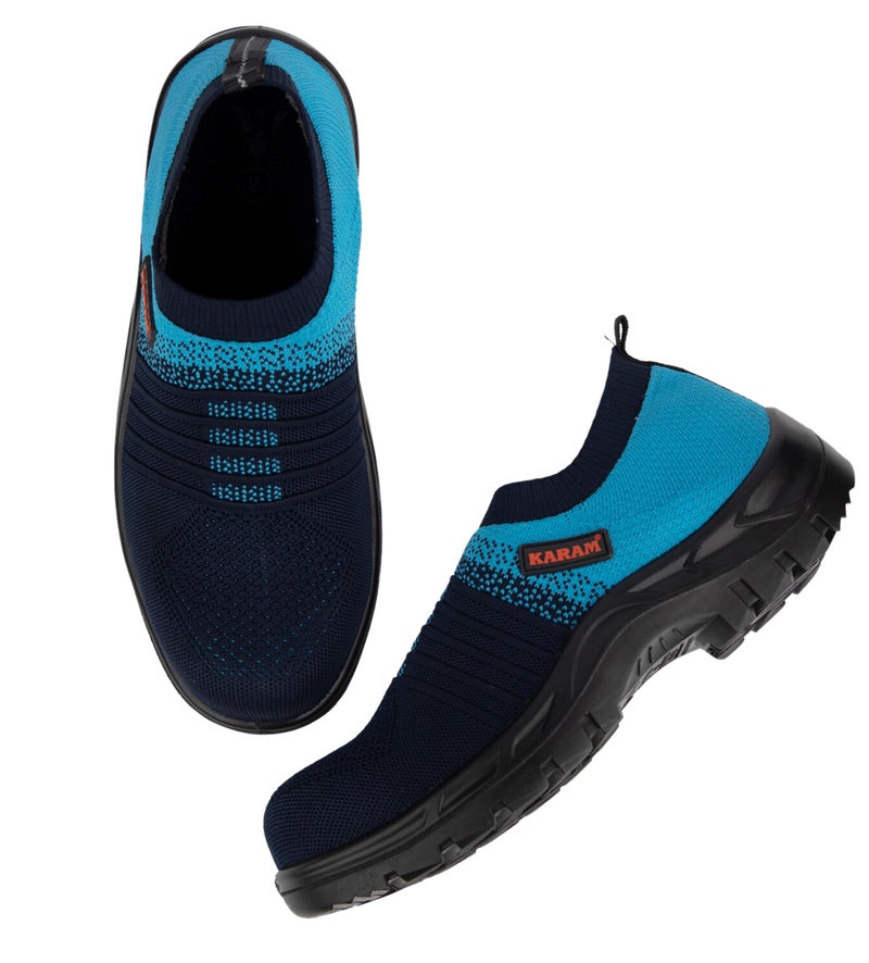KARAM Flytex FS203 Safety Shoes for Men | Sporty Design, Lightweight with Single Density | Antistatic, Antislip, Oil & Heat Resistant with Fiber Toe | Blue | Size-09 - Image 3