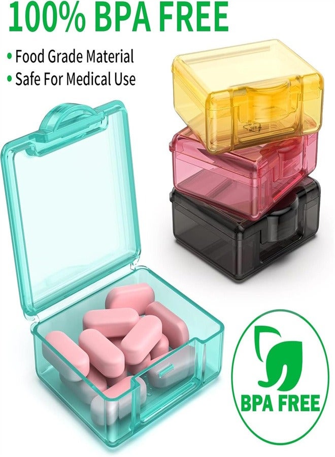 Small Travel Pill Box, 4pcs Mini Pocket Pill Organizer Cute Daily Single Pill Containers Portable Medicine Holder for Purse Vitamin Fish Oil Supplements  - Image 5