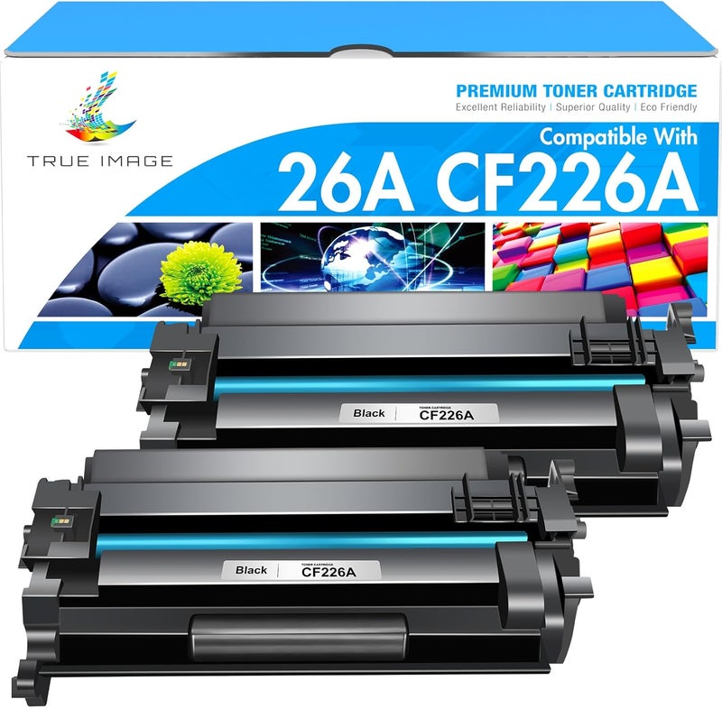 TRUE IMAGE Compatible Toner Cartridge Replacement for HP 26A CF226A 26X CF226X Pro M402n M402dn M426 M402d M402dw Laser Jet MFP M426fdw M426fdn M402 M426dw Printer Ink (Black, 2-Pack) - Image 1