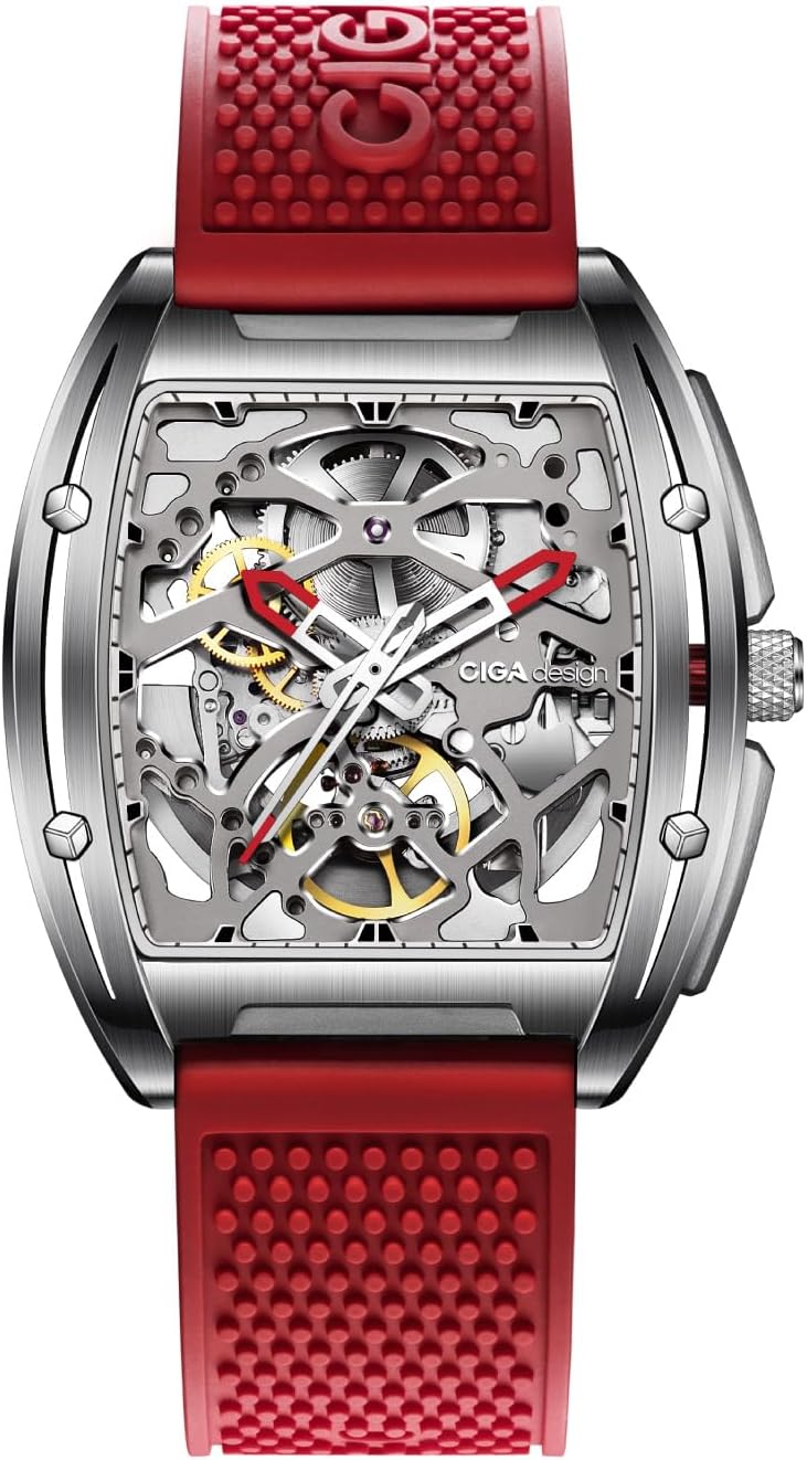 CIGA Design Z Series Hunter Automatic Mechanical Watch, Stainless Steel/Titanium Skeleton Square Luxury Timepiece, Ideal Gift for Men and Women - Image 1