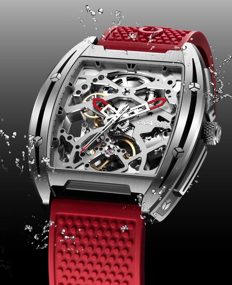 CIGA Design Z Series Hunter Automatic Mechanical Watch, Stainless Steel/Titanium Skeleton Square Luxury Timepiece, Ideal Gift for Men and Women - Image 2