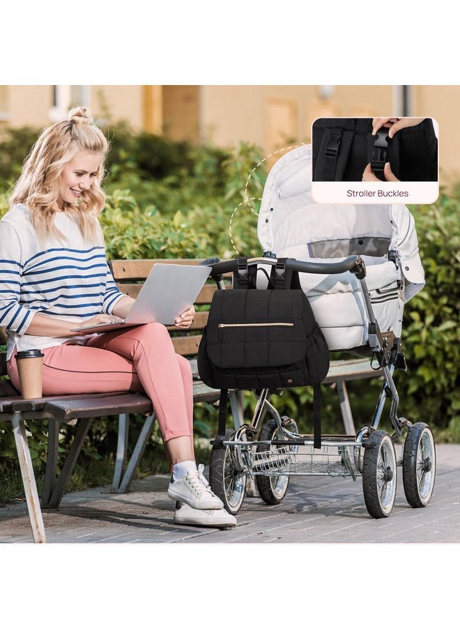 Telena Telena Diaper Bag Backpack Puffer Baby Diaper Bag with insulated Pockets Travel Small Diaper Backpack with Changing Pad, Black  - Image 2