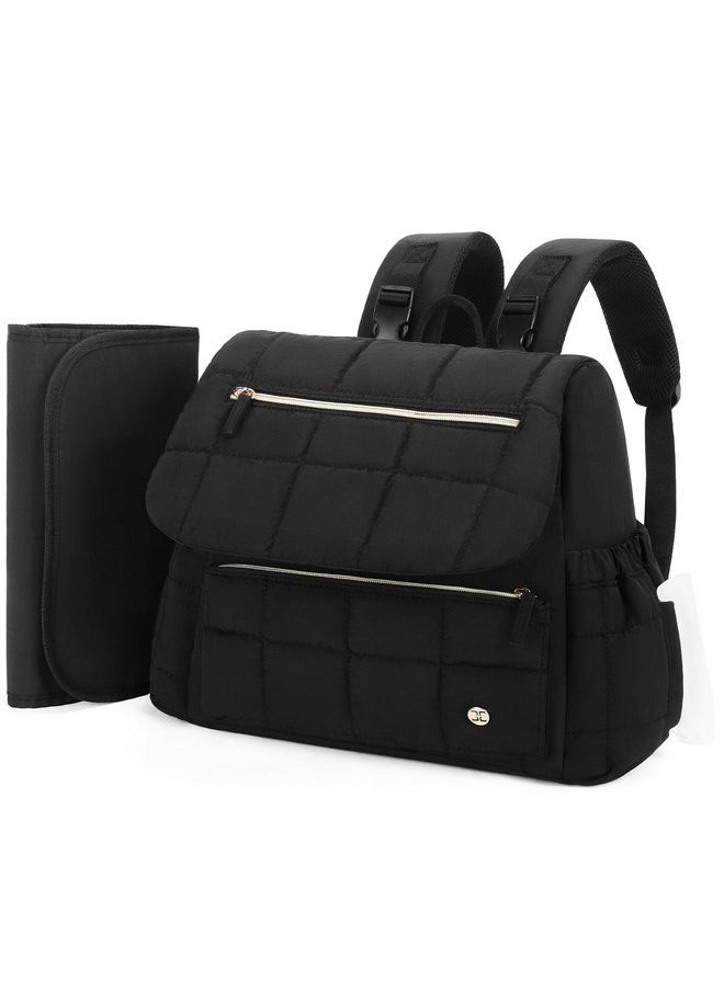 Telena Telena Diaper Bag Backpack Puffer Baby Diaper Bag with insulated Pockets Travel Small Diaper Backpack with Changing Pad, Black  - Image 1