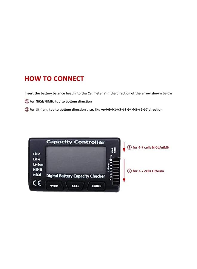 PROMASS promass RC CellMeter-7 Digital Battery Capacity Checker Controller Tester for LiPo/Life/Li-ion/NiMH/Nicd  - Image 5