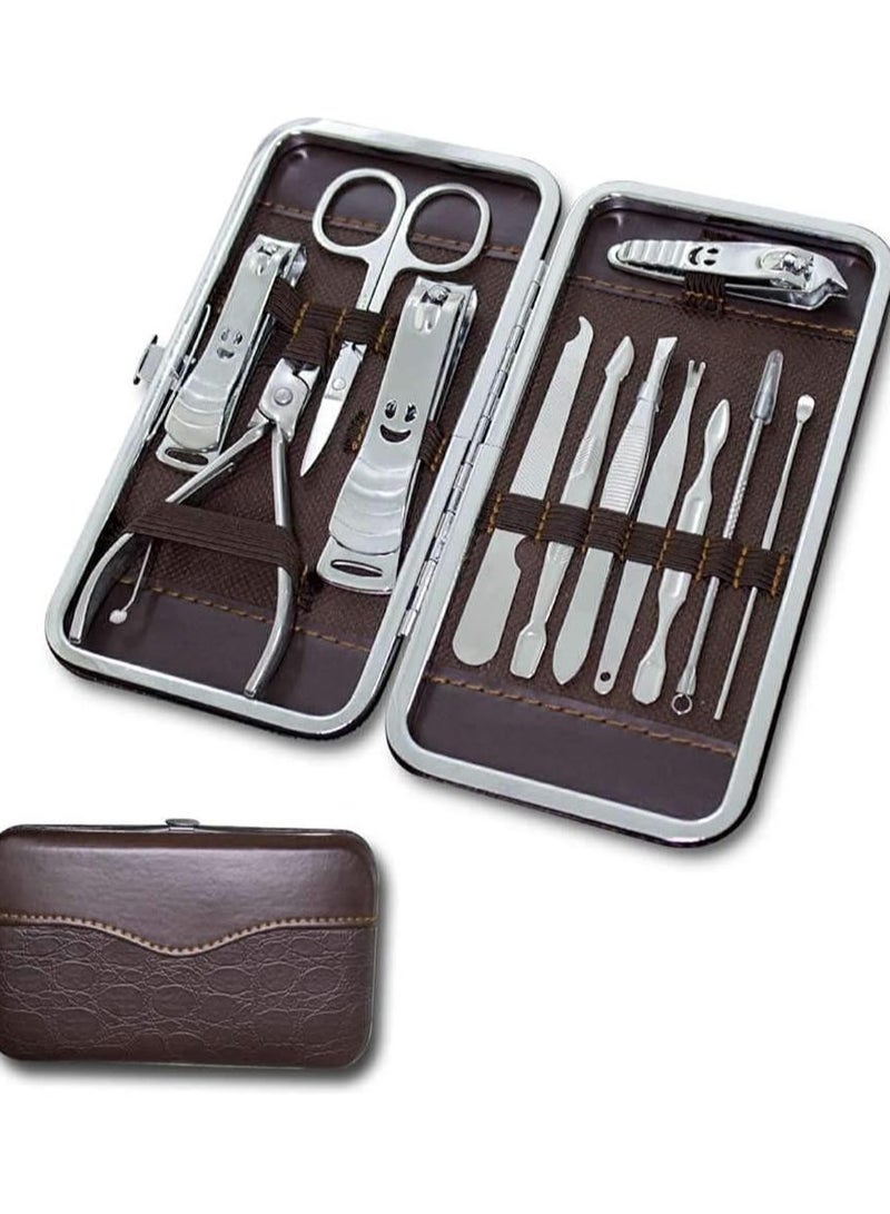 ORiTi ORiTi Nail Clipper Set 12 in 1 Manicure and Pedicure Kit for Fingernail and Toenail with Portable Travel Case, Ideal for Men and Women, Professional Stainless Steel  - Image 1