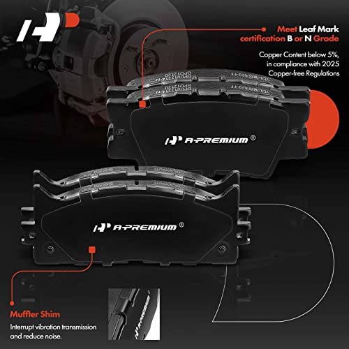 A-Premium Front and Rear Ceramic Disc Brake Pads Set Compatible with Select Lexus and Toyota Models - ES300h 2013-2018, ES350 2007-2018, Avalon 2008-2018, Camry 2007-2017, with Hardware, 8 Pcs - Image 2