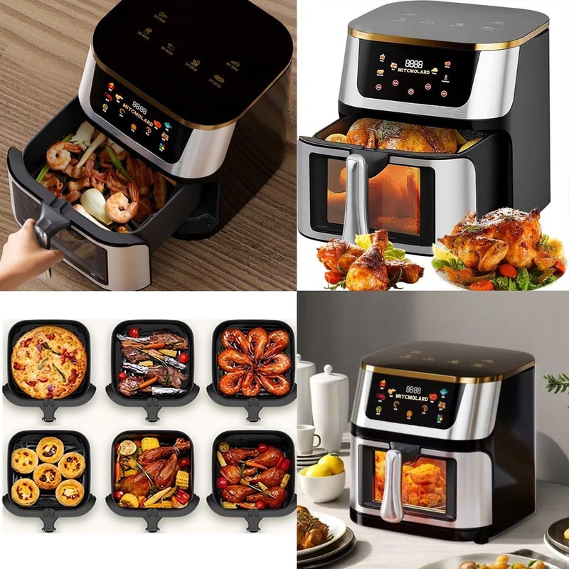 MITCMOLARD Air Fryer - Airfryer - Air Fryer Stainless Steel, Digital Air Fryers 8.5 L, Up to 200°C, 1400w Rapid Fryers with Window, 6 Preset Programs, Hot Air Circulation, - Image 2