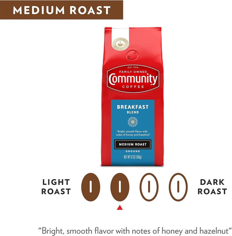 Community Coffee Breakfast Blend Ground Coffee, Medium Roast, 32 Ounces (Pack of 4) - Image 4