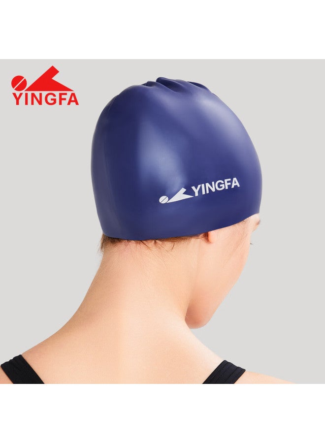 Yingfa Swimming Cap, Solid Color Silicone Long Hair Waterproof Comfortable Non-binding For Men And Women, Adult Swim Cap, Navy Blue - Image 4