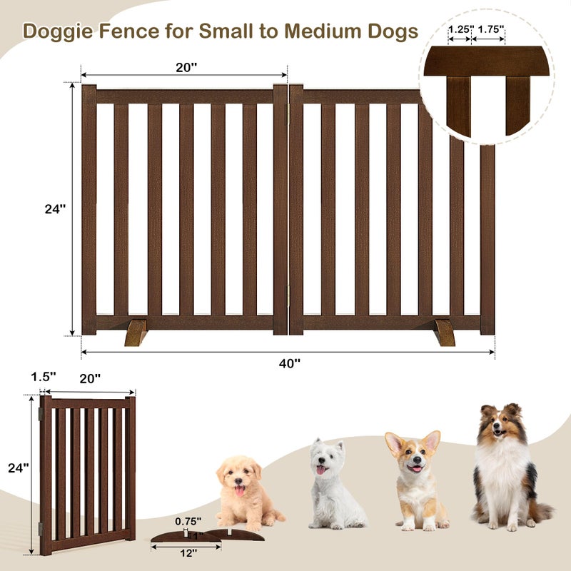 Axeman 36" Height Extra Tall Freestanding Pet Gate, Solid Wood Folding Safety Fence Wooden Dog Gate with 2 PCs Support Feet Ideal for Stairs, Doorways, Halls, Kitchens, Heavy Duty Gates, 3 Panels, Walnut - Image 3