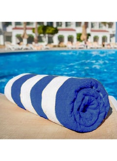 BYFT Petunia (Royal Blue - White) Luxury Pool Towel (90x180 Cm-Set of 1) 100% Cotton, Highly Absorbent and Quick dry, Classic Hotel and Spa Quality Beach Towel -550 Gsm  - Image 1
