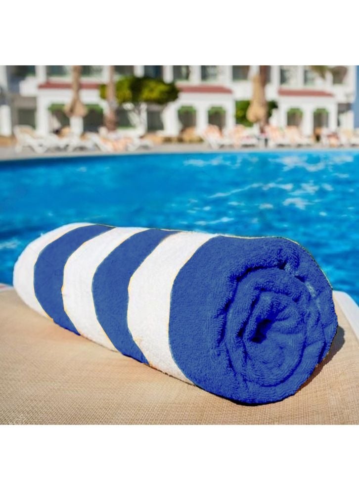 BYFT Petunia (Royal Blue - White) Luxury Pool Towel (90x180 Cm-Set of 1) 100% Cotton, Highly Absorbent and Quick dry, Classic Hotel and Spa Quality Beach Towel -550 Gsm  - Image 1