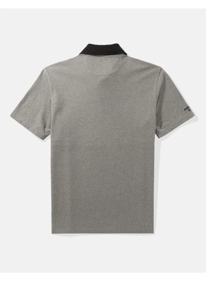 American Eagle AE Colorblock Logo Flex Pique Polo Shirt