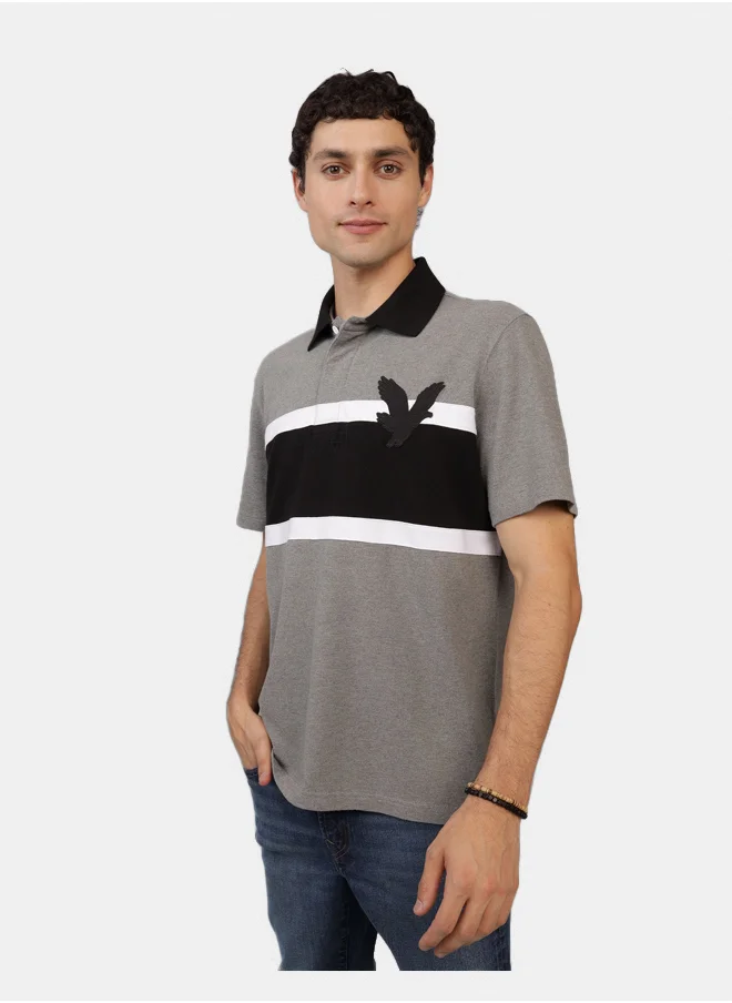 American Eagle AE Colorblock Logo Flex Pique Polo Shirt
