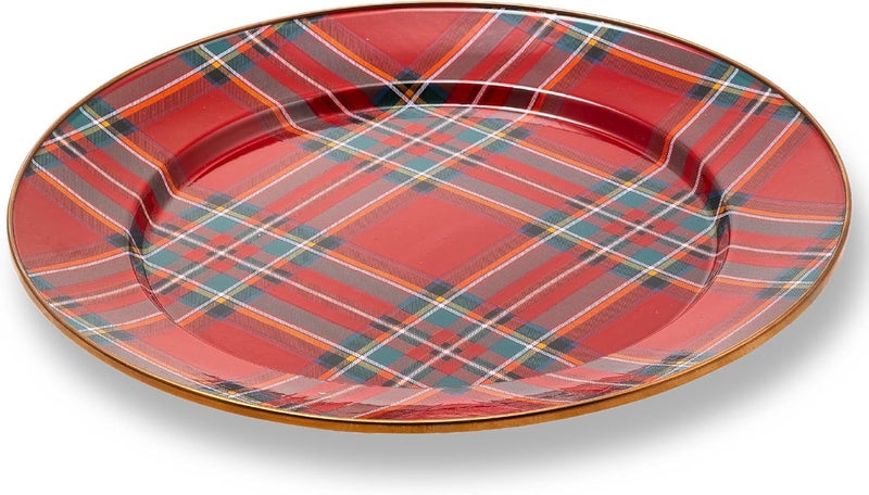 mackenzie childs MACKENZIECHILDS Enamel Charger Plate Charger Decoration Plate for Dinner Plates or Home Decor 12 Inches Tartastic - Image 1