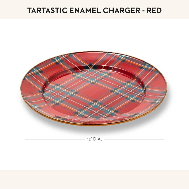 mackenzie childs MACKENZIECHILDS Enamel Charger Plate Charger Decoration Plate for Dinner Plates or Home Decor 12 Inches Tartastic - Image 4