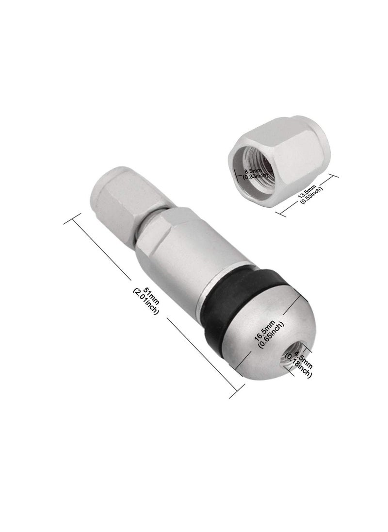 TOMALL TOMALL Bolt-in Tire Valve Stem Caps Explosion Proof Inner Tubeless TPMS Valve Stem Silver Aluminum  - Image 2